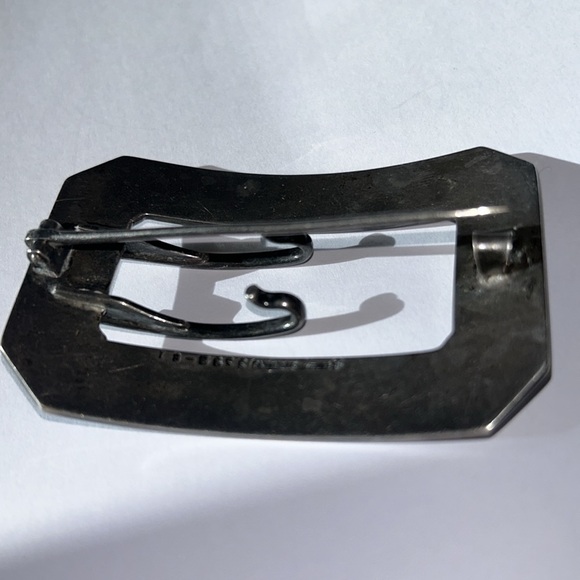 Antique Edwardian Blue and White Enamel Sterling Brooch Buckle - Picture 8 of 11